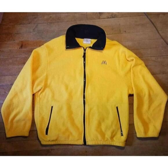 McDonald's Timberline Colorado Bright Yellow Fleece Zip Up Collar Vtg Promo - Picture 1 of 3
